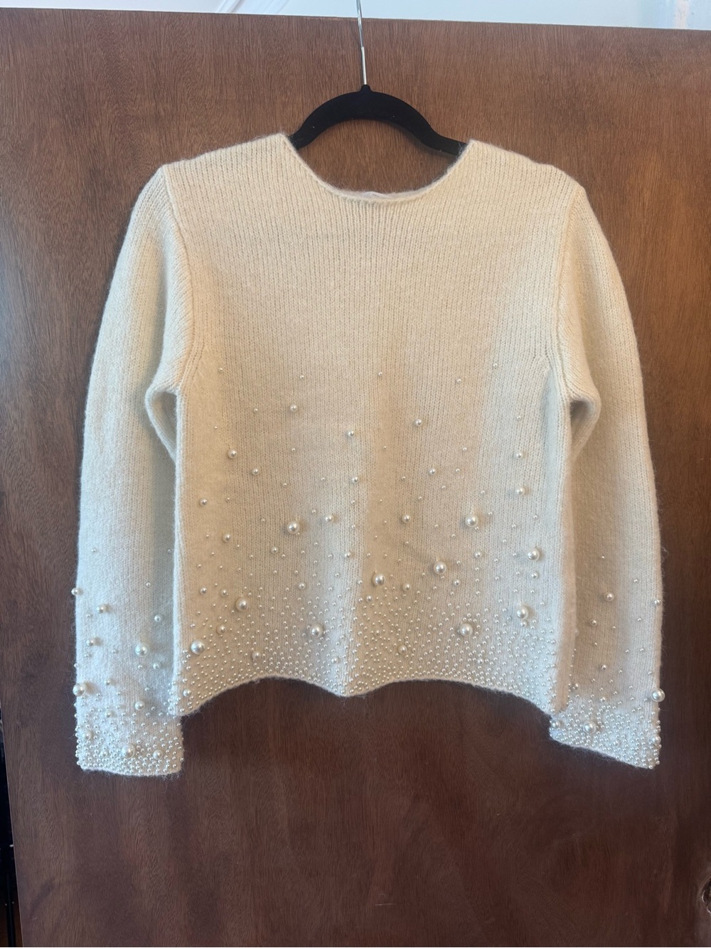 Zara Pearl Embellished Soft Knit Sweater | Size Medium ✨